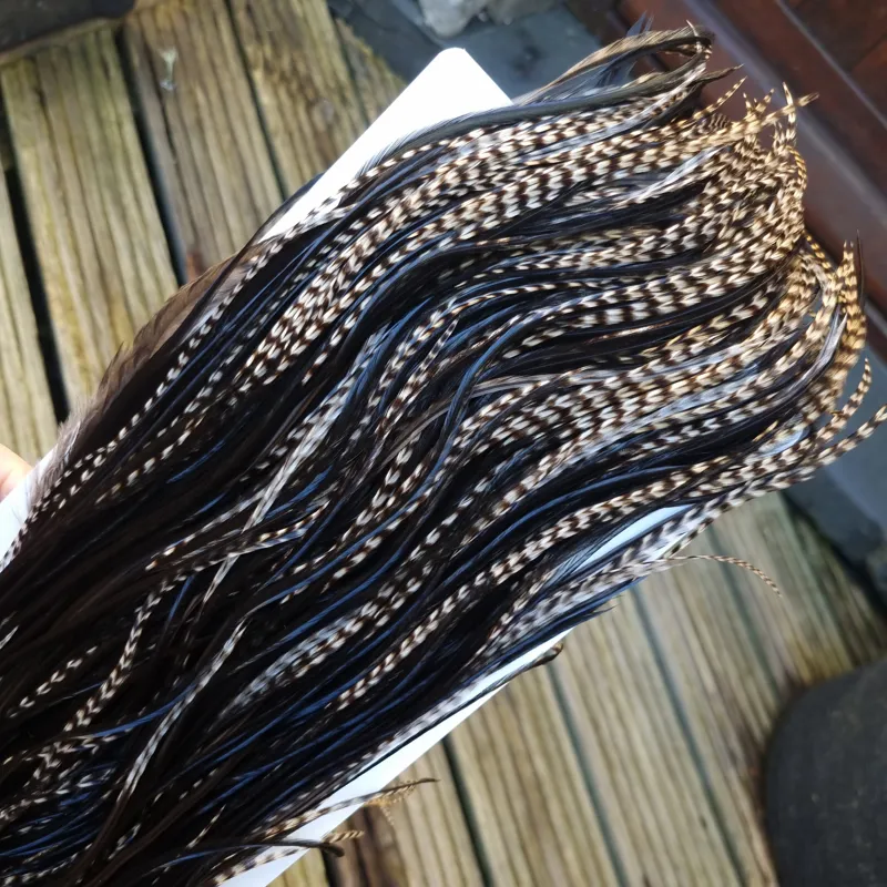 Whiting Heritage Hackles Rooster Saddle in Mixed Colours G Grizzly and Natural Black Tying Approx 10/12/14-3