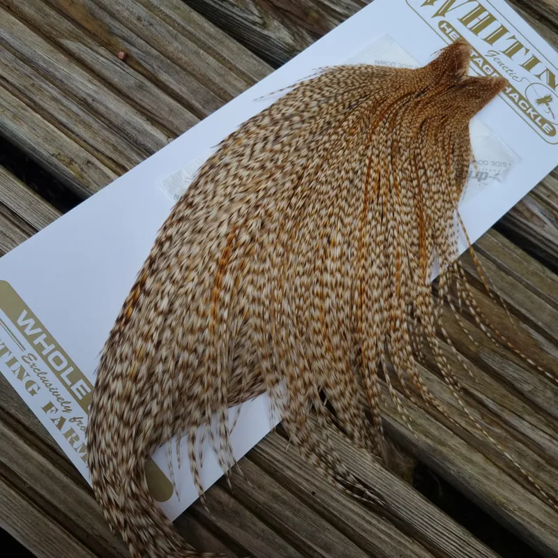 Whiting Heritage Hackles Rooster Cape in Mixed Colours I Biscuit Grizzly/Dun Cree/Dun Grizzly    -2