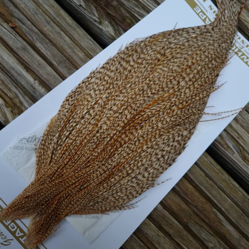 Whiting Heritage Hackles Rooster Cape in Mixed Colours I Biscuit Grizzly/Dun Cree/Dun Grizzly    -3