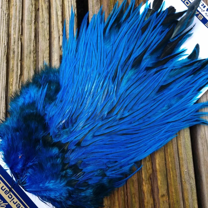 Whiting American Rooster Saddle in Silver Badger Dyed Kingfisher Blue-1
