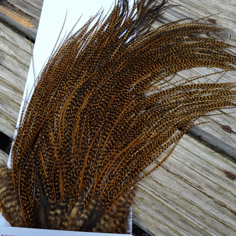 Whiting Pro-Grade Midge Rooster Saddle in Grizzly March Brown/ Splashed with Badger March Brown  A Approx Tying Sizes Some 14 and stuffed with 16/18/20/22 and you will find  a few going smaller-4