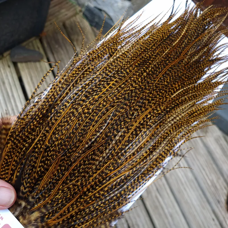 Whiting Pro-Grade Midge Rooster Saddle in Grizzly March Brown/ Splashed with Badger March Brown  A Approx Tying Sizes Some 14 and stuffed with 16/18/20/22 and you will find  a few going smaller-5