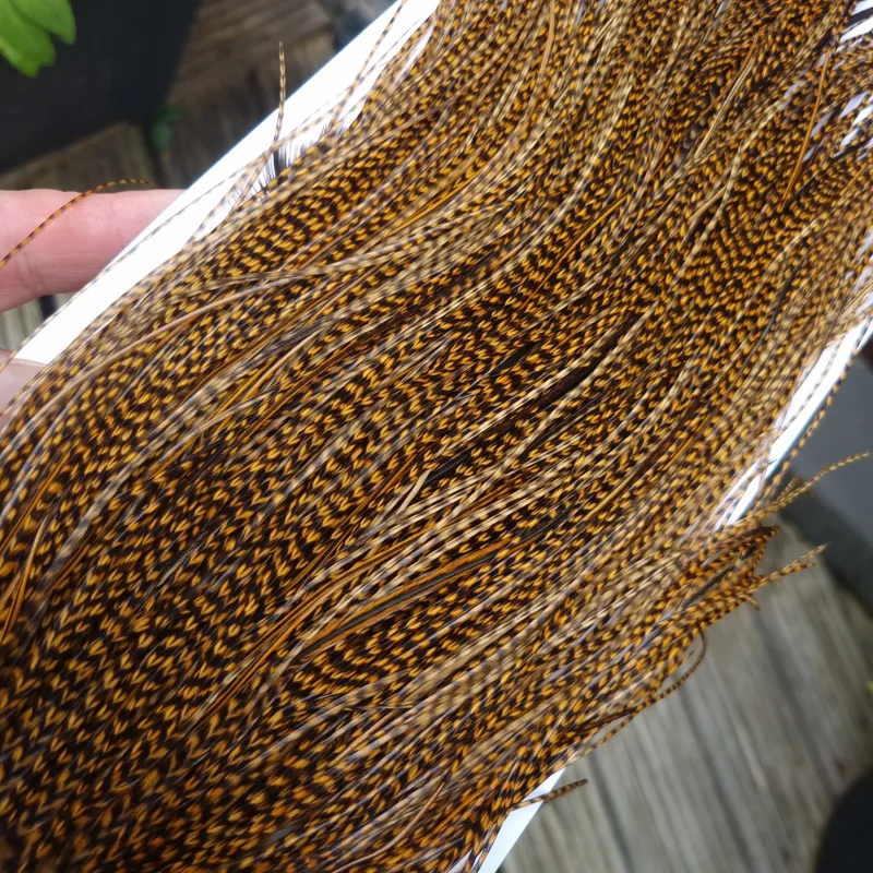 Whiting Pro-Grade Midge Rooster Saddle in Grizzly Dyed March Brown A Approx Tying Sizes 14/16/18/20/22 /24 and out of sight-1