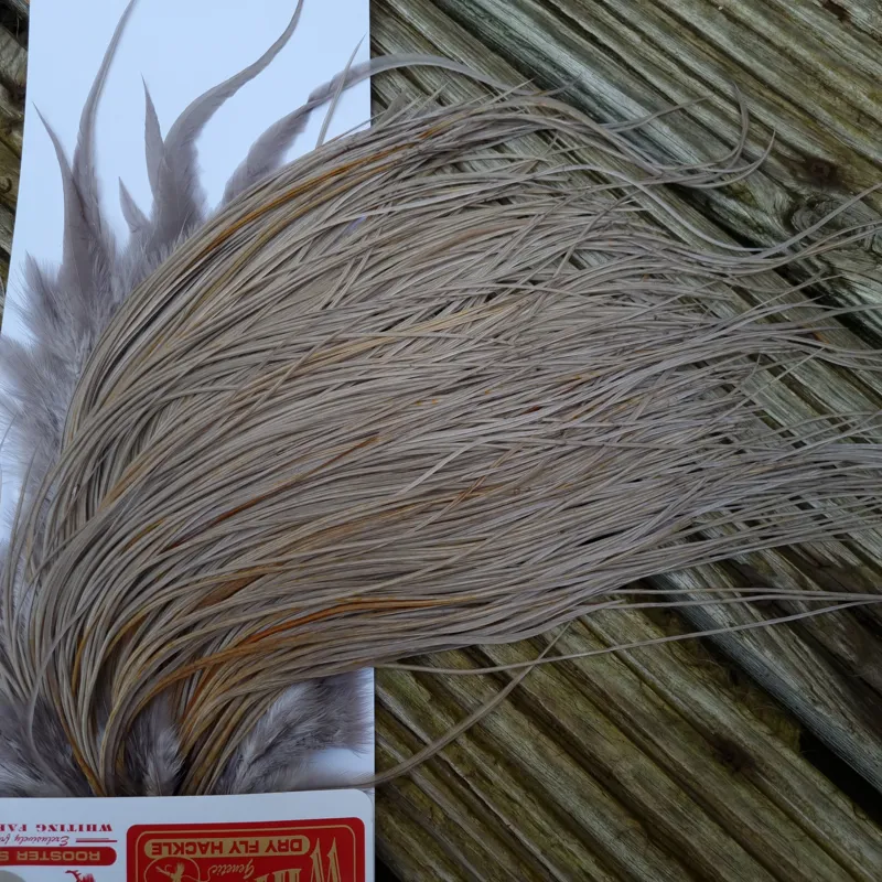 Whiting Pro-Grade Midge Rooster Saddle in Medium Dun A Approx tying sizes  14/16/18/20/22 and a few going smaller 24 /26-6