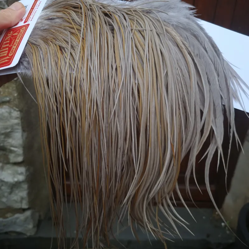 Whiting Pro-Grade Midge Rooster Saddle in Medium Dun A Medium Dun/Splashed with Sandy/Tan Dun Approx Tying Size odd 14 and stuffed with 16/18/20/22 and a few going smaller-2