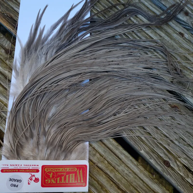 Whiting Pro-Grade Midge Rooster Saddle in Natural Dun/ Natural Medium Blue Dun Badger A Tying Approx 14/16/18 and a few going smaller-1