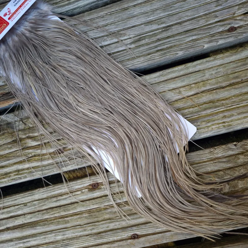 Whiting Pro-Grade Midge Rooster Saddle in Natural Dun/ Natural Medium Blue Dun Badger/Natural Dark Blue Dun Badger C Tying Approx 14/16/18/20/22/24 and out of sight-2