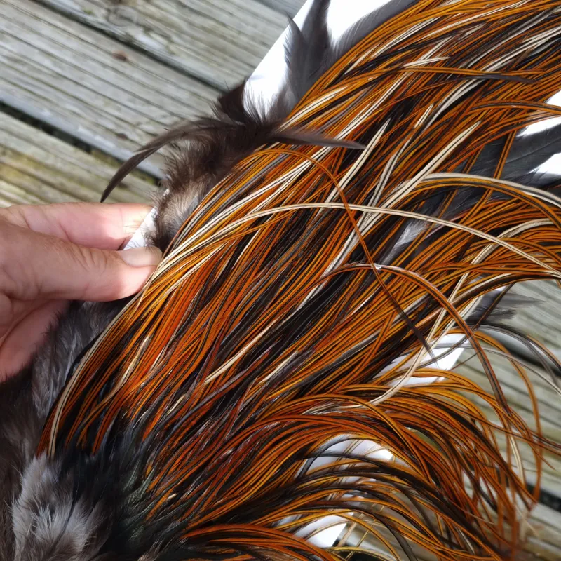 Whiting Heritage Hackles Rooster Saddle in Mixed Colours O Furnace Approx Tying Size 10/12/14-2