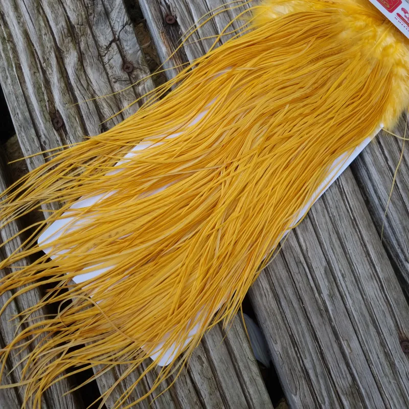 Whiting Pro-Grade Midge Rooster Saddle in White Dyed Golden Straw A Approx Tying Sizes 14 16 18 20 22 and a few smaller-5