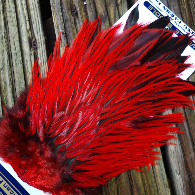 Whiting American Rooster Saddle in Silver Badger Dyed Red-1