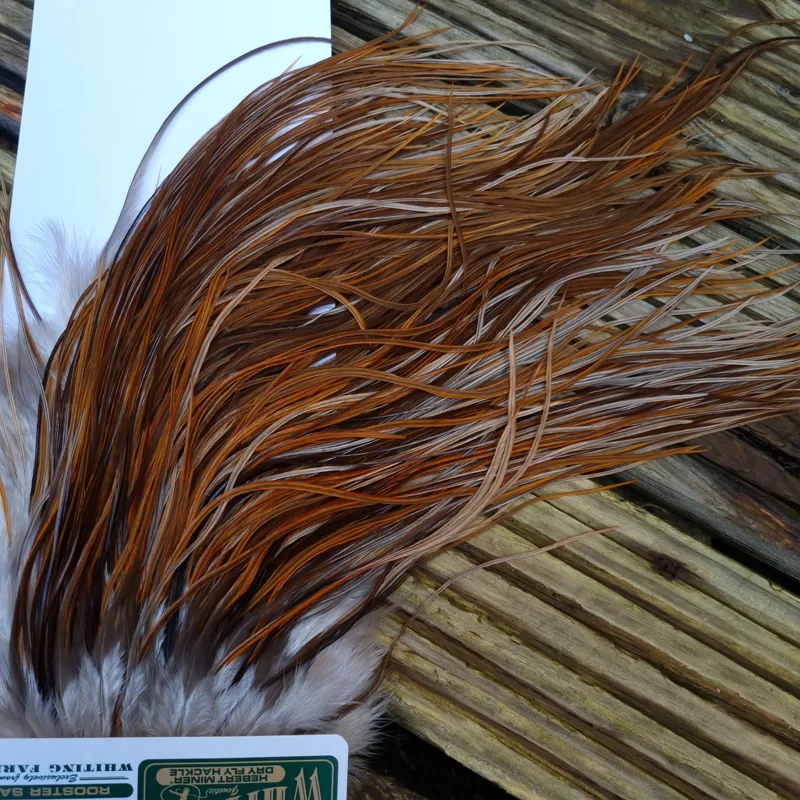 Whiting Hebert Miner  Bronze Grade Rooster Saddle in Rusty Dun B Light/Medium/Dark Rusty Dun Approx tying size 10/12/14/16-2
