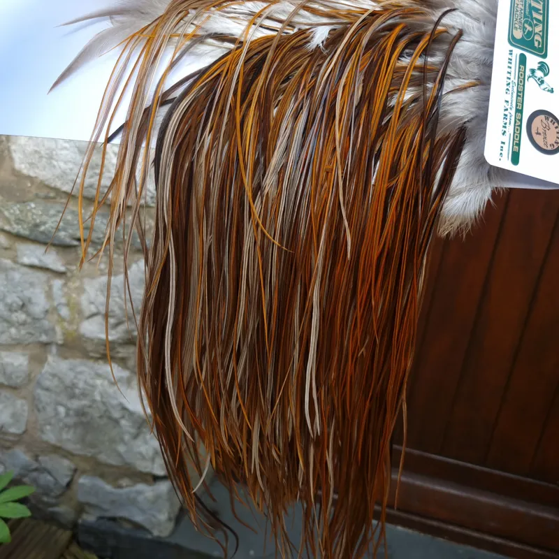 Whiting Hebert Miner  Bronze Grade Rooster Saddle in Rusty Dun B Light/Medium/Dark Rusty Dun Approx tying size 10/12/14/16-6