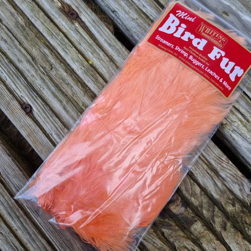 Whiting Mini Bird Fur in Salmon