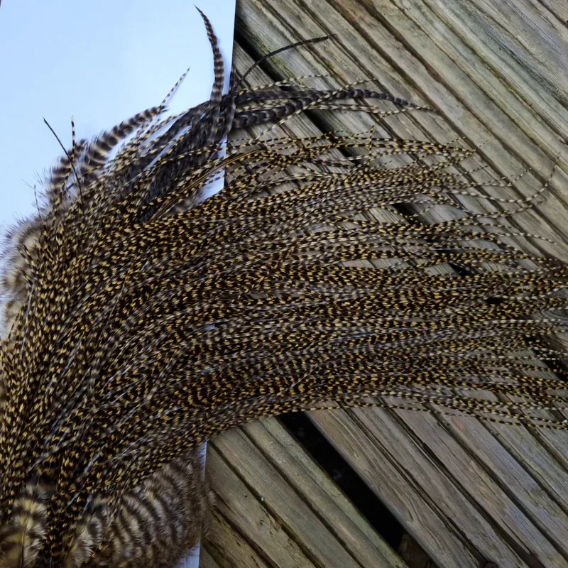 Whiting Pro-Grade Midge Rooster Saddle in Grizzly Golden Straw B Approx Tying Sizes 14/16/18/20/22-3