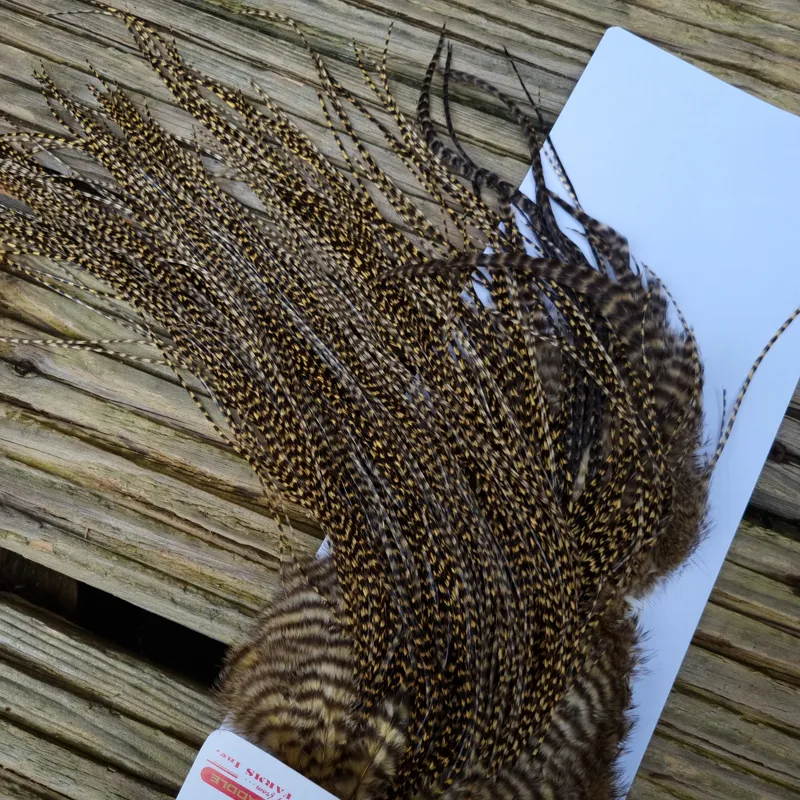 Whiting Pro-Grade Midge Rooster Saddle in Grizzly Golden Straw B Approx Tying Sizes 14/16/18/20/22-6