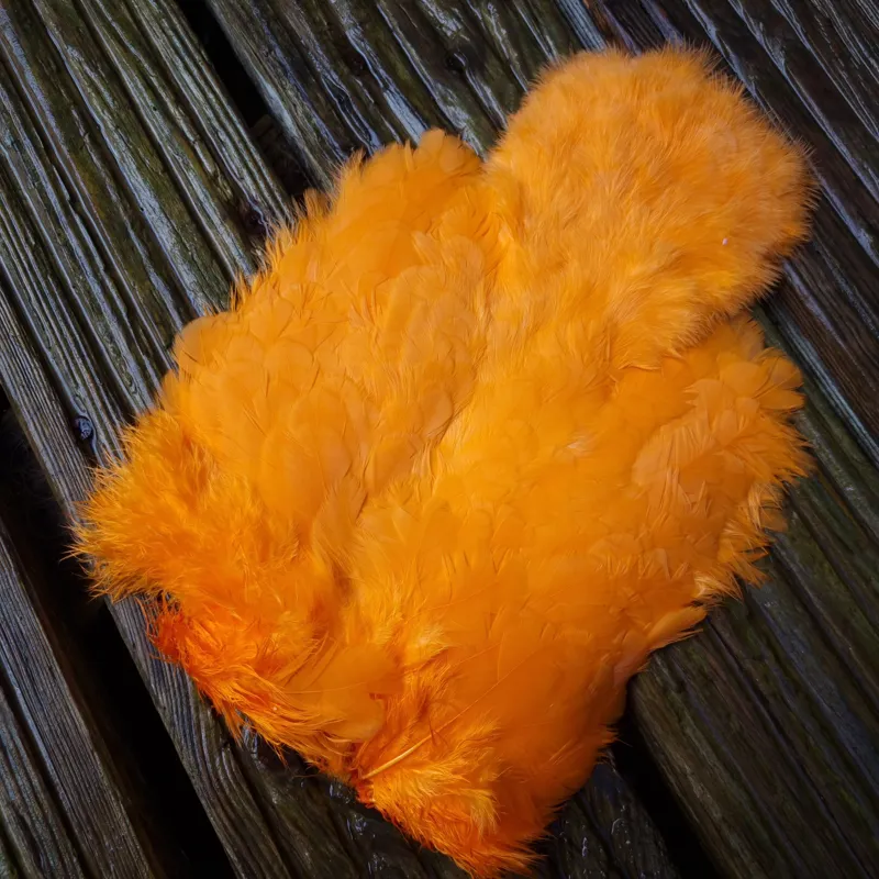 Whiting Rooster Soft Hackle with Chickabou in White Dyed Shrimp Orange-1