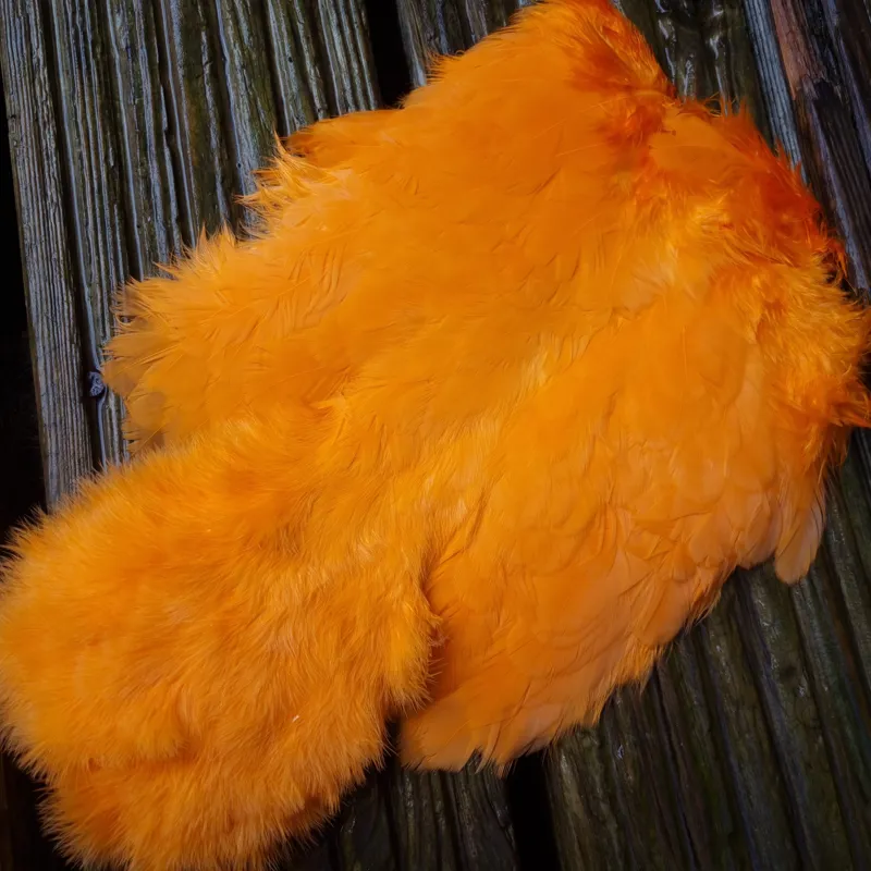 Whiting Rooster Soft Hackle with Chickabou in White Dyed Shrimp Orange