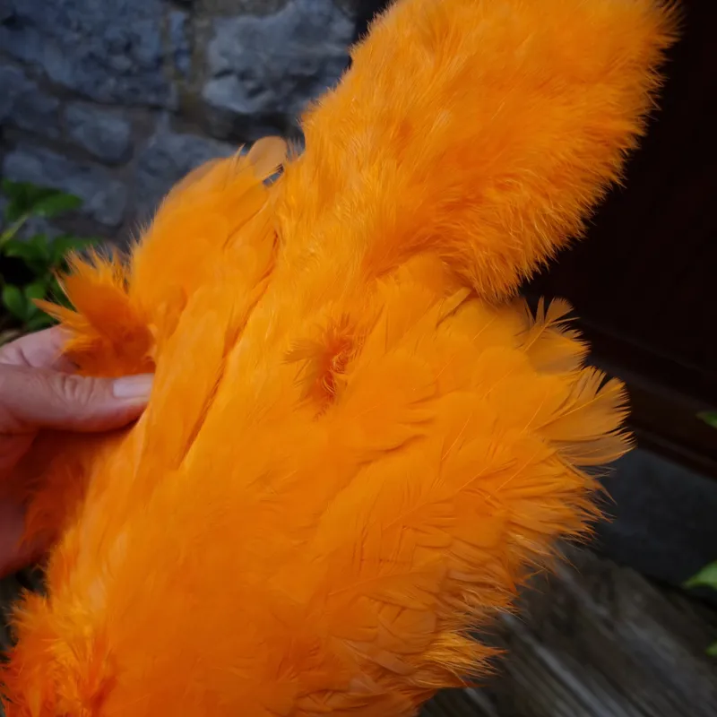 Whiting Rooster Soft Hackle with Chickabou in White Dyed Shrimp Orange-5