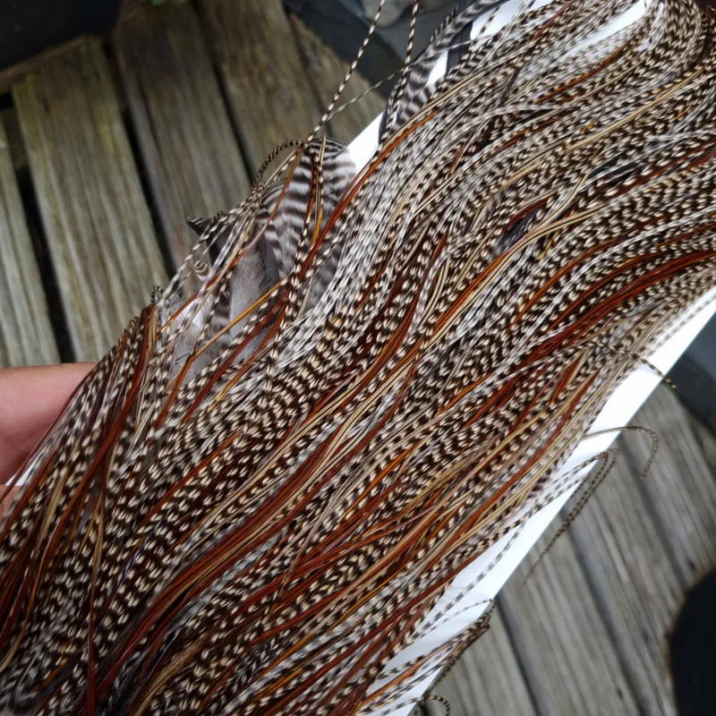 Whiting Heritage Hackles Rooster Saddle in Mixed Colours T Grizzly Splashed with Furnace Approx. Tying Size12/14/16/18/20 and a few going smaller-7