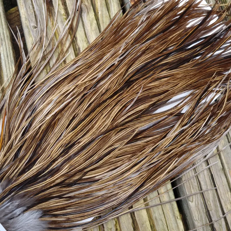 Whiting Heritage Hackles Rooster Saddle in Mixed Colours T Golden Badger/ Light/Medium/Dark Speckled Badger Approx. Tying Size 10/12/14-6