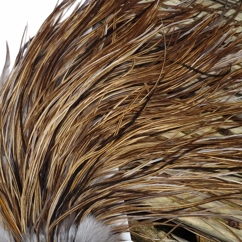 Whiting Heritage Hackles Rooster Saddle in Mixed Colours T Golden Badger/ Light/Medium/Dark Speckled Badger Approx. Tying Size 10/12/14-8