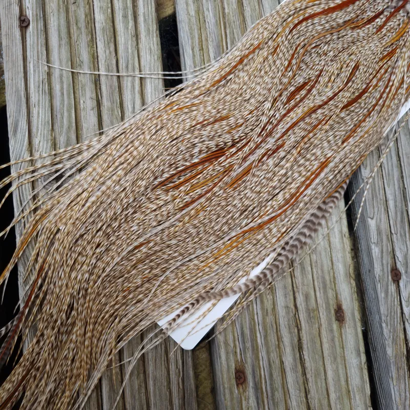 Whiting Heritage Hackles Rooster Saddle in Mixed Colours U Dun Grizzly Splashed with Furnace and Greenwell's hackles Approx.Tying Size 12/14/16-4