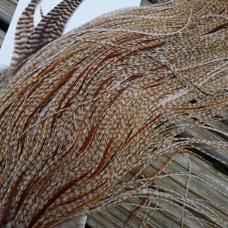 Whiting Heritage Hackles Rooster Saddle in Mixed Colours U Dun Grizzly Splashed with Furnace and Greenwell's hackles Approx.Tying Size 12/14/16-5