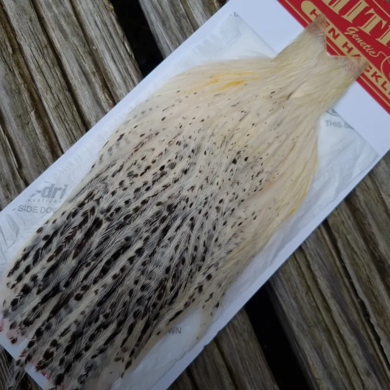 Whiting Hen Cape in Unique Variant  B Cream/ Salt and Pepper/Silver Badger