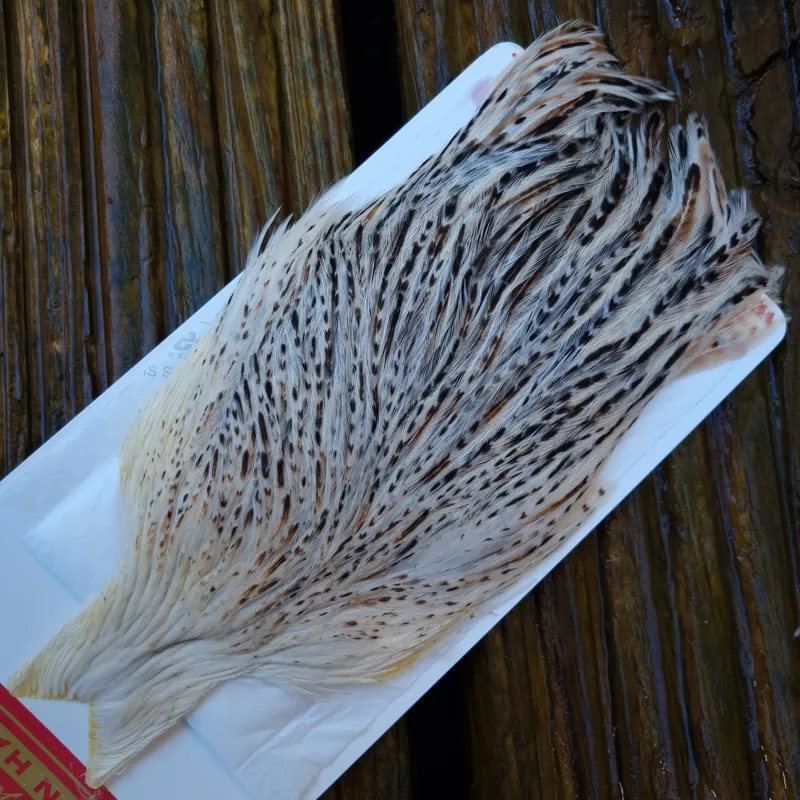 Whiting Hen Cape in Unique Variant F Red Game Salt and Pepper/ Red Game Badger-2