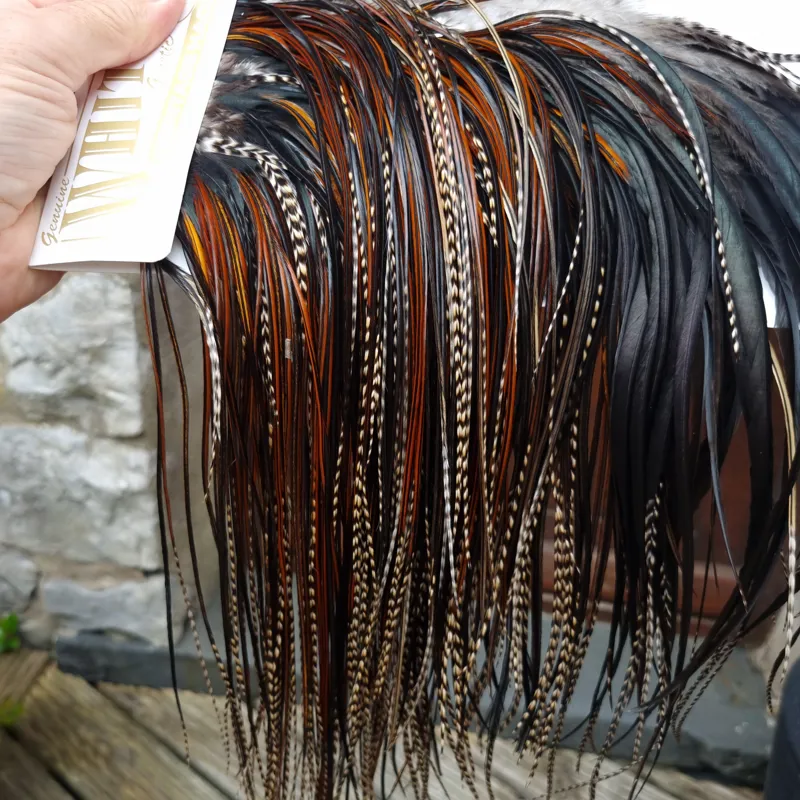 Whiting Heritage Hackles Rooster Saddle in Mixed Colours V Grizzly/Furnace/Natural Black/Speckled Furnace  Approx Tying size 10/12/14-1