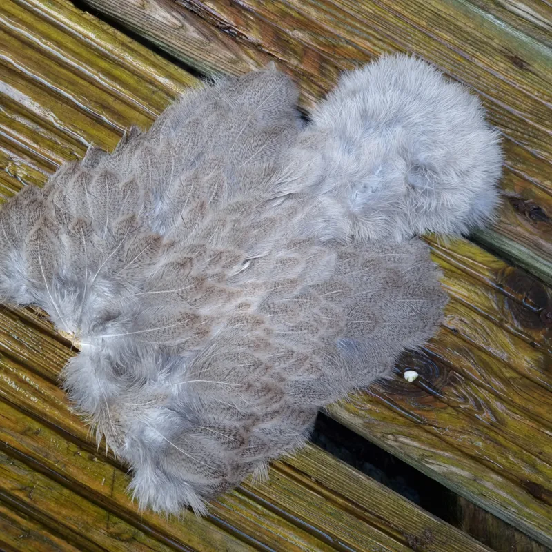 Whiting Brahma Hen Soft Hackle with Chickabou in Natural Mottled Wild Type C-3