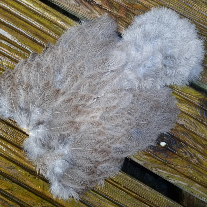 Whiting Brahma Hen Soft Hackle with Chickabou in Natural Mottled Wild Type C-5
