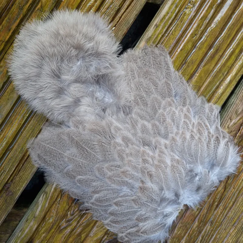 Whiting Brahma Hen Soft Hackle with Chickabou in Natural Mottled Wild Type C-6