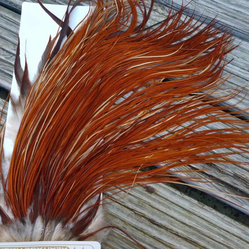 Whiting Heritage Hackles Rooster Saddle in Mixed Colours X Light to Dark Red Game Approx Tying Size 12/14/16/18-3
