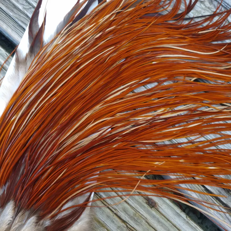 Whiting Heritage Hackles Rooster Saddle in Mixed Colours X Light to Dark Red Game Approx Tying Size 12/14/16/18-1