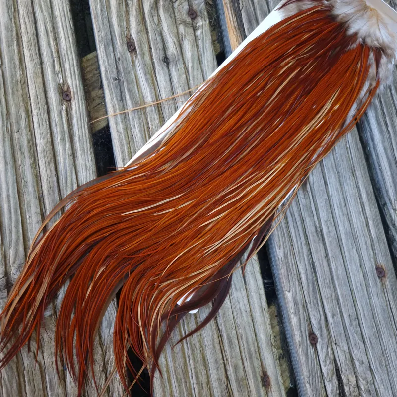 Whiting Heritage Hackles Rooster Saddle in Mixed Colours X Light to Dark Red Game Approx Tying Size 12/14/16/18-4