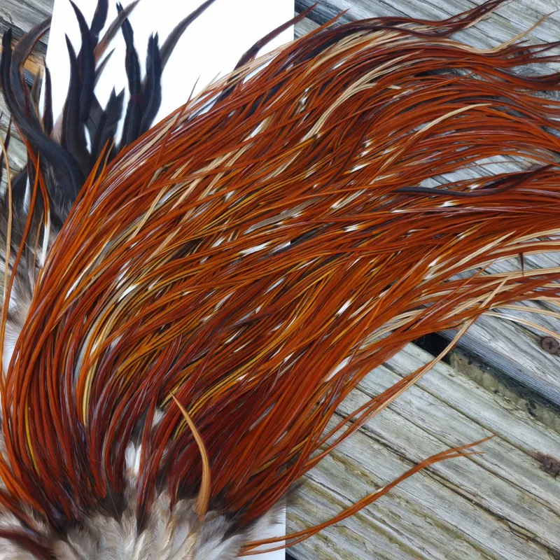 Whiting Heritage Hackles Rooster Saddle in Mixed Colours Y Furnace/Red Game Approx Tying Size 10/12/14