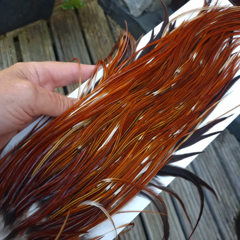 Whiting Heritage Hackles Rooster Saddle in Mixed Colours Y Furnace/Red Game Approx Tying Size 10/12/14-3