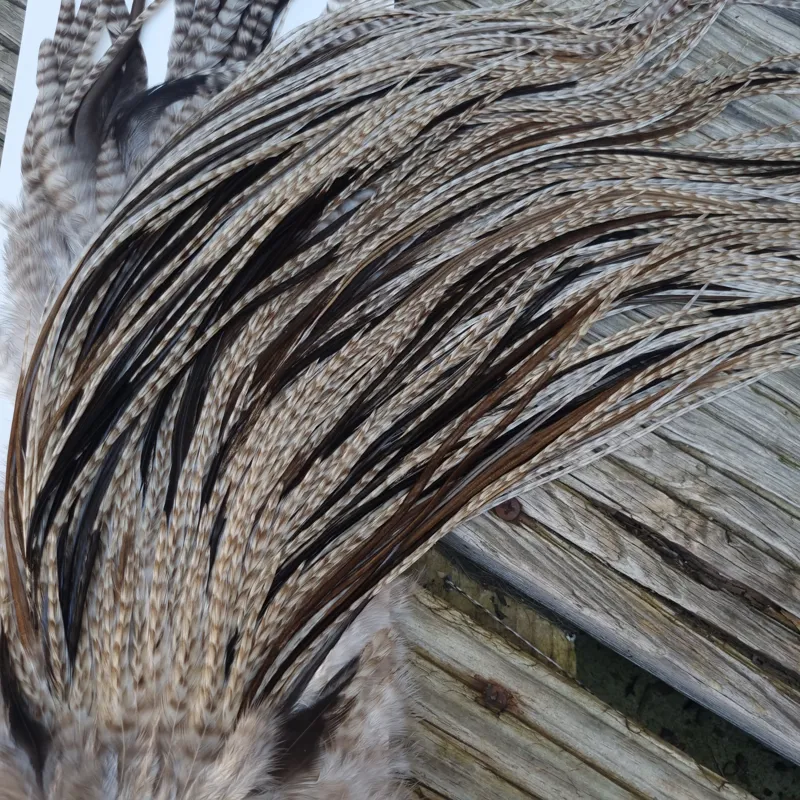 Whiting Heritage Hackles Rooster Saddle in Mixed Colours Z  Dun Grizzly/Natural Black/Natural Brown Dun/Dark Brown Dun Approx Tying Size 10/12/14-1