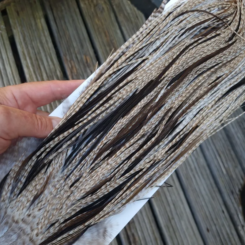 Whiting Heritage Hackles Rooster Saddle in Mixed Colours Z  Dun Grizzly/Natural Black/Natural Brown Dun/Dark Brown Dun Approx Tying Size 10/12/14-7